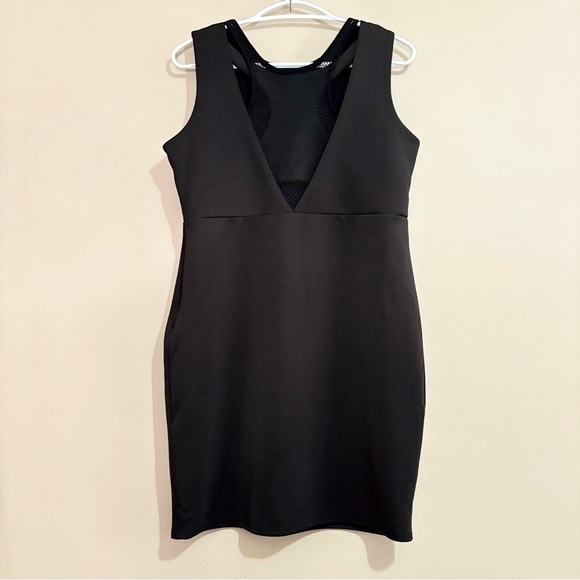 Kersh Black Fitted Sheath Mini Dress w Mesh Racer Back – Size Medium Like New - Picture 2 of 16